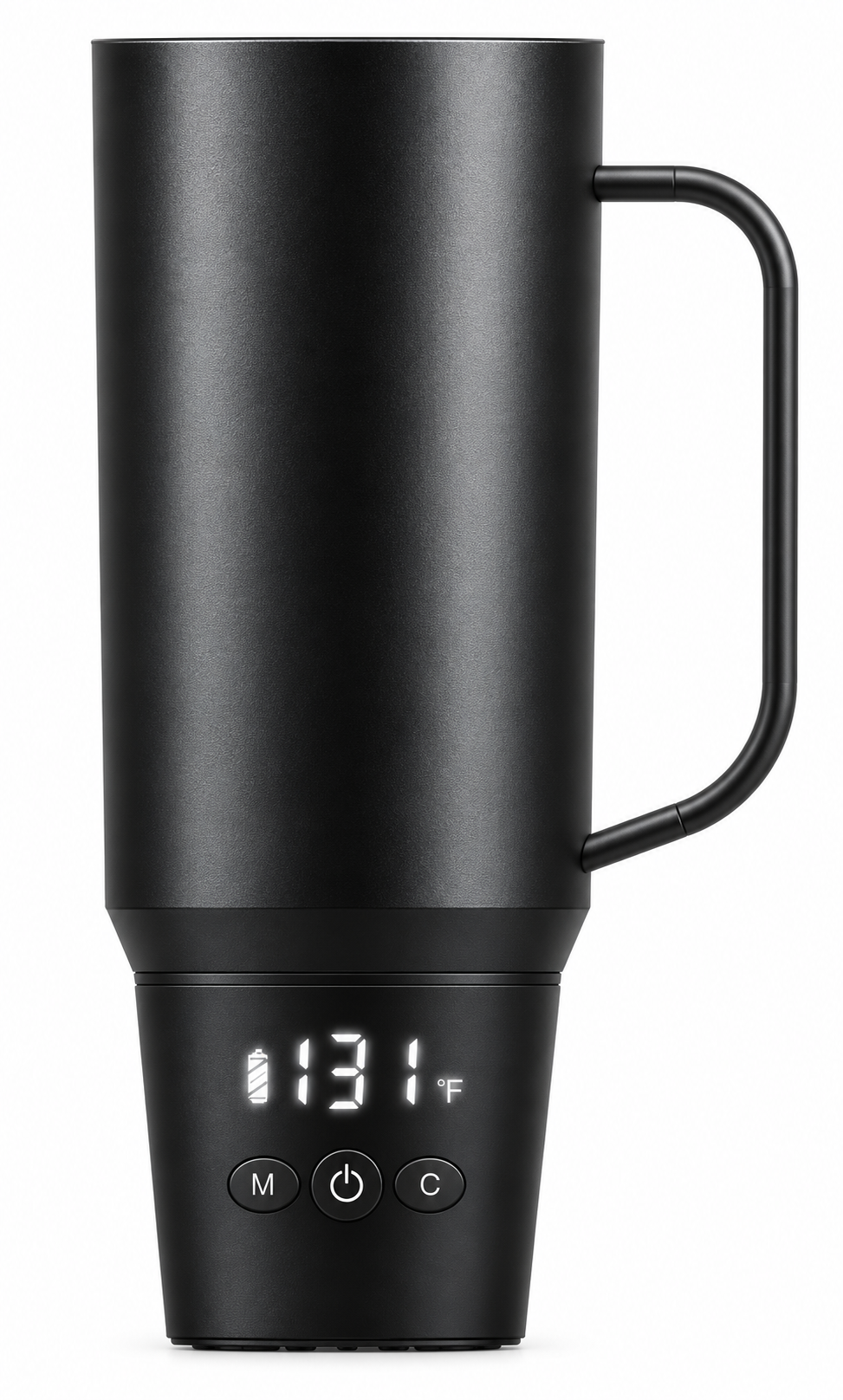 Black XMUG 777 HOT with an illuminated 131°F display and M, Power and C buttons